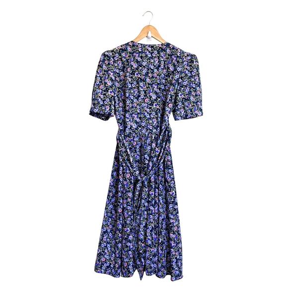 Vintage Prairie Midi Shirt Dress Size 12 Purple Floral Hippie Modest Cottagecore - Picture 2 of 12